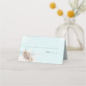 Modern Aqua Ocean & Shells Wedding Plaatskaartje (Voorkant)