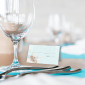 Modern Aqua Ocean & Shells Wedding Plaatskaartje