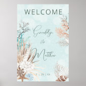 Modern Aqua Ocean & Shells Wedding Poster (Voorkant)