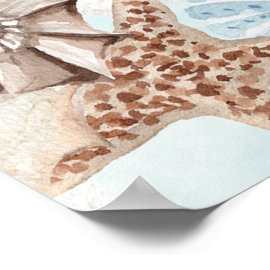 Modern Aqua Ocean & Shells Wedding Poster (Hoek)