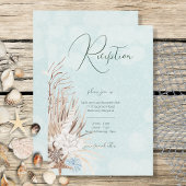 Modern Aqua Ocean & Shells Wedding Reception Informatiekaartje