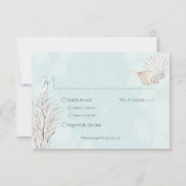 Modern Aqua Ocean & Shells Wedding RSVP Kaartje (Achterkant)