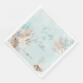 Modern Aqua Ocean & Shells Wedding Servet (Hoek)