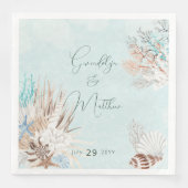 Modern Aqua Ocean & Shells Wedding Servet (Voorkant)
