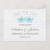 Modern Aqua Octopus Beach Bewaar de datumkaarten Aankondigingskaart (Voorkant)