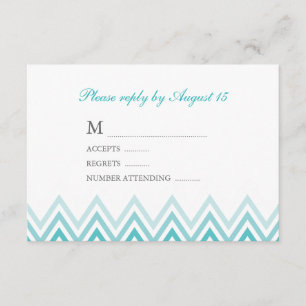 Modern Aqua Ombre Chevrons Responskaarten RSVP Kaartje