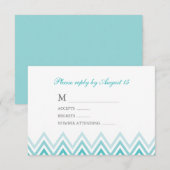 Modern Aqua Ombre Chevrons Responskaarten RSVP Kaartje (Voorkant / Achterkant)