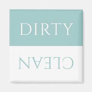 Modern Aqua Sky Blue White Dirty/Clean Dishwasmach Magneet