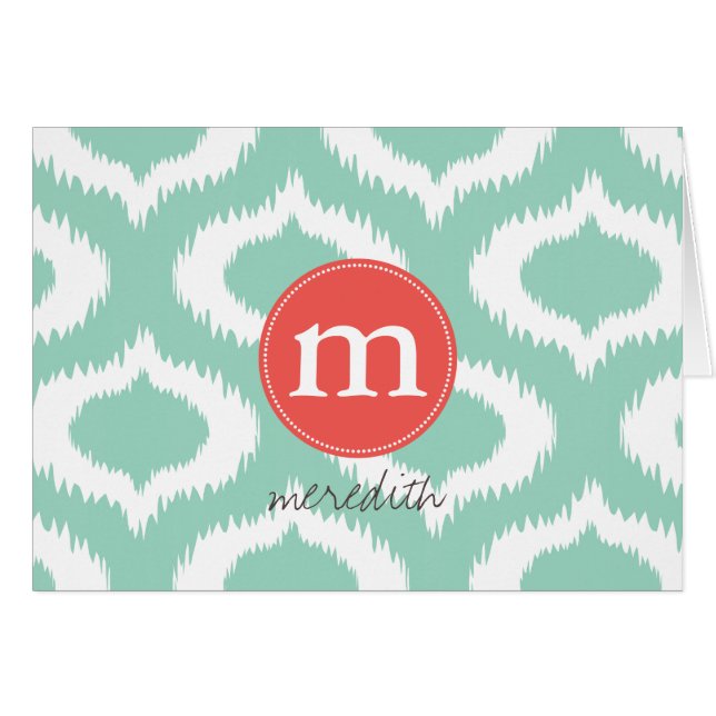 Modern Aqua Turquoise Ikat Diamonds - Gepersonalis (Voorkant Horizontaal)