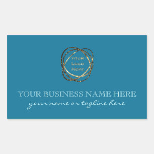 Modern Aqua Turquoise Toevoegen Business Logo Cust Rechthoekige Sticker