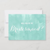 Modern aqua waterverf Ik ben mijn Bridesmaid 2 Kaart (Voorkant)
