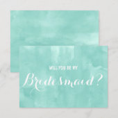 Modern aqua waterverf Ik ben mijn Bridesmaid 2 Kaart (Voorkant / Achterkant)