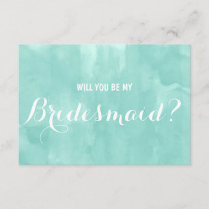 Modern aqua waterverf Ik ben mijn Bridesmaid 2 Kaart