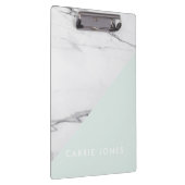 Modern Aqua White Marble Business Elegant Minimal Klembord (Rechts)