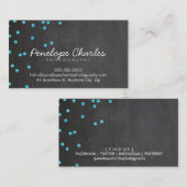 MODERN aquablauw glitter confetti stippen krijtbor Visitekaartje (Voorkant / Achterkant)
