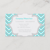 Modern aquablauw, grijs chevron monogram visitekaartje (Achterkant)