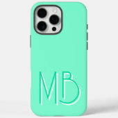 Modern Aquamarijn Monogram Initialen Hedendaags Case-Mate iPhone Case (Achterkant)