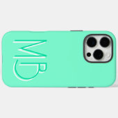 Modern Aquamarijn Monogram Initialen Hedendaags Case-Mate iPhone Case (Achterkant (horizontaal))