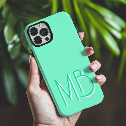 Modern Aquamarijn Monogram Initialen Hedendaags Case-Mate iPhone Case