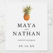 Modern Aquarel Ananas Persoonlijk Wijn Etiket (Enkel label)