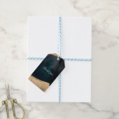 Modern Aquarel Blauw & Perzik Koraal Chic Bruiloft Cadeaulabel (Met Touw)