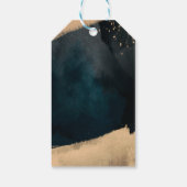 Modern Aquarel Blauw & Perzik Koraal Chic Bruiloft Cadeaulabel (Achterkant)