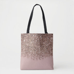 Modern Aquarel Blauw & Roze Goud Roze Blush Glamou Tote Bag