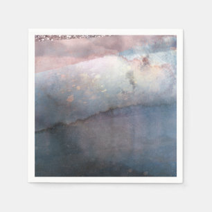 Modern Aquarel Blauw & Roze Goud Roze Chic Glamour Servet