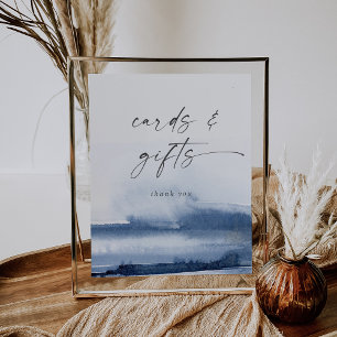 Modern Aquarel   Blauwe Kaarten en Cadeaus Bordje Poster