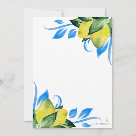 Modern Aquarel Citroen Mediterraan Save The Date (Achterkant)