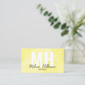 Modern Aquarel Gele Monogram Visitekaartje (Staand voorkant)