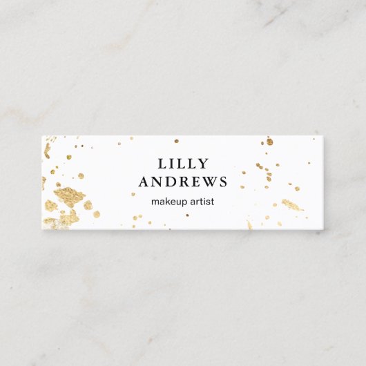 Modern Aquarel Goud ( Imitat) Wit Mini Visitekaartje (Voorkant)