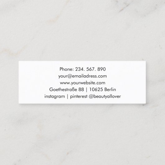 Modern Aquarel Goud ( Imitat) Zwart Mini Visitekaartje (Achterkant)