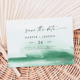 Modern aquarel | Groene horizontale Save The Date