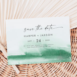 Modern aquarel   Groene horizontale Save The Date