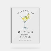 Modern Aquarel Peer Martini Bruidsdouche Bord (Voorkant)