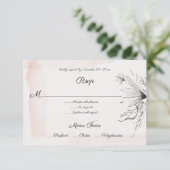 Modern Aquarel Roze en Grijs Bloemend Menu RSVP (Staand voorkant)