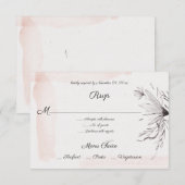 Modern Aquarel Roze en Grijs Bloemend Menu RSVP (Voorkant / Achterkant)