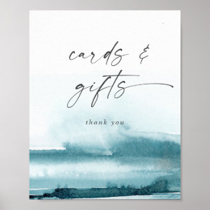 Modern Aquarel   Teal Cards and Gifts Sign Poster