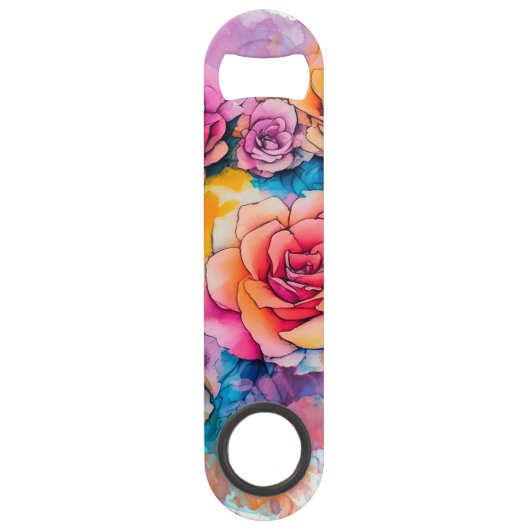 Modern aquarel verf kladden boeket speed flessenopener (Voorkant)