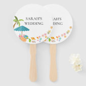 Modern aquarel zomerstrand handwaaier (Voorkant en achterkant)