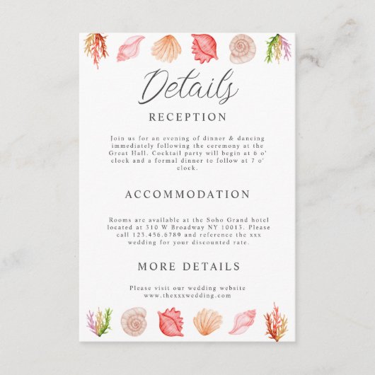 Modern aquarel zomerstrand informatiekaartje (Voorkant)