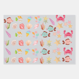 Modern aquarel zomerstrand inpakpapier vel