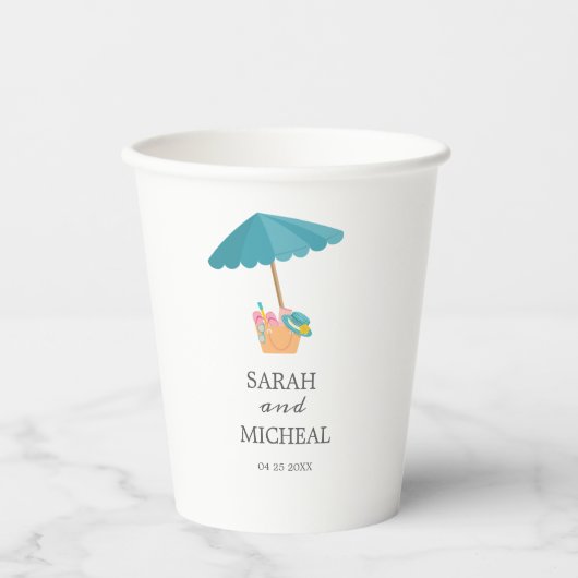 Modern aquarel zomerstrand papieren bekers (Voorkant)