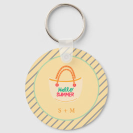 Modern aquarel zomerstrand sleutelhanger