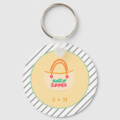 Modern aquarel zomerstrand sleutelhanger (Achterkant)