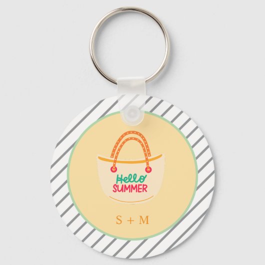 Modern aquarel zomerstrand sleutelhanger (Achterkant)