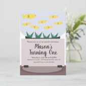 Modern Aquarium Fish Tank Birthday Invitation Kaart (Staand voorkant)