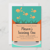 Modern Aquarium Gold Fish Tank Birthday Invitation Kaart (Voorkant)