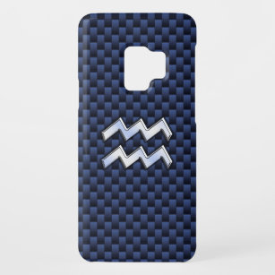 Modern Aquarius Sign on marvy blue koolstofvezel Case-Mate Samsung Galaxy S9 Hoesje
